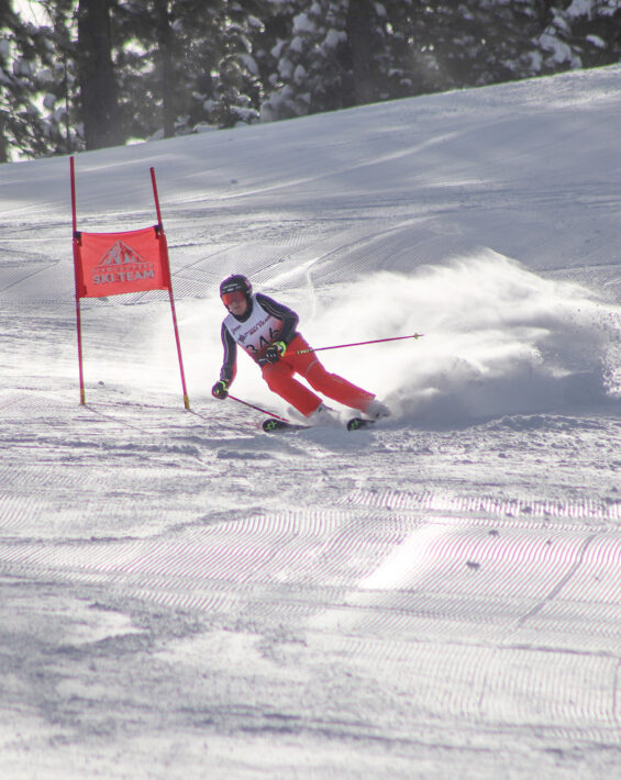 senior skis race course gates